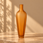 Amber Frosted Glass Bottle Vase