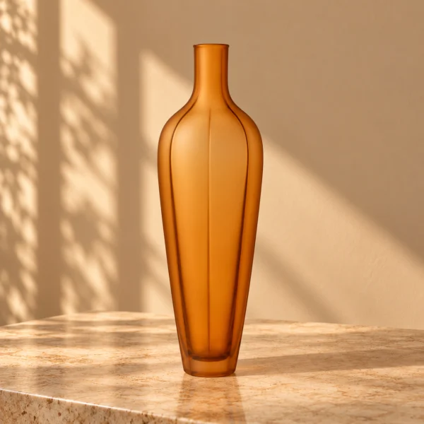 Amber Frosted Glass Bottle Vase
