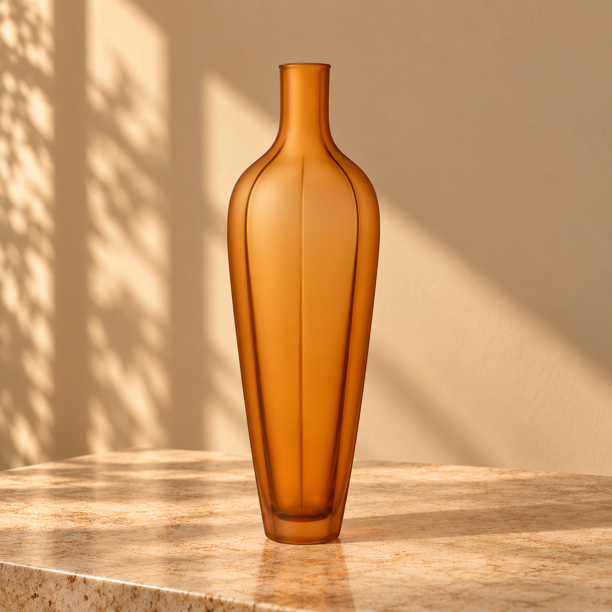 Amber Frosted Glass Bottle Vase