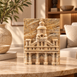Carved Marble Domed Palace Facade Sculpture