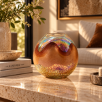Copper Foil Globe Glass Vase